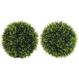 2 PCS 17.7" Topiary Balls Cedar Topiary Plants, Indoor Outdoor Fake Plants, UV-protected, Green