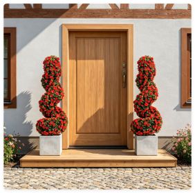 2 Pack Realistic Lifelike Faux Spiral Plant, All-Weather PE Artificial Flower Shrub for Indoor Outdoor Home Garden Decoration - Red