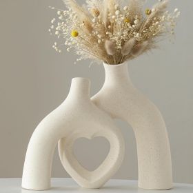 Modern Ceramic Vase, Snuggle Heart-Shaped Abstract Sculpture Vases