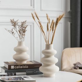 Ceramic Vase Set of 2 - Off White Boho Round Vases, Modern Pampas Vases