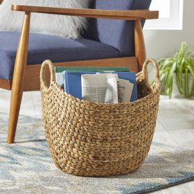 Extra Large Natural Woven Water Hyacinth Boat Decorative Storage Basket, 19 in x 17 in x 14 in