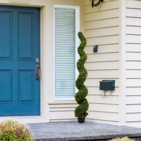 6FT Spiral Topiary Trees Artificial Outdoor Faux Boxwood Plants Large Twisted Green Potted Trees for Garden Front Porch Patio Planter Decoration