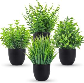 Fake Plants 4 Packs Artificial Plants Small Faux Plants Black Bathroom Accessories for Bathroom Home Kitchen Coffee Table Office Desk Decor Indoo
