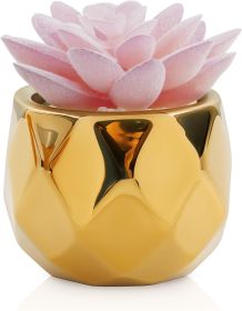Succulents Plants Artificial in Pots-Pink with Golden Ceramic, Christmas Small Fake Succulents Plants for Home Decor Indoor for Women
