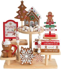 Gingerbread Christmas Decorations 8 PCS Tiered Tray Decor Set