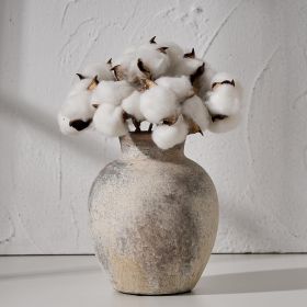 Ceramic Decorative Flower Vase | 6 Inch Pottery Rustic Farmhouse | Boho | Whitewashed Terracotta Vase for Home Decor, Table, Living Room, Bathroo