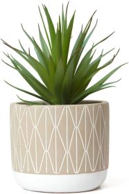 Farmhouse Realistic Faux Succulent in Pot - 8" Fake Plant for Home, Office Desk Decor