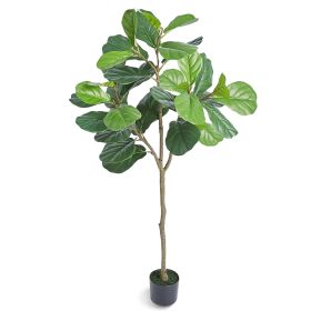Artificial Fiddle Leaf Fig Tree, 5 FT, Secure PE Material & Anti-Tip Tilt Protection Low-Maintenance Faux Plant