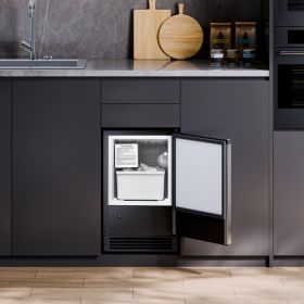 Undercounter Ice Maker 15 Lbs/Day Built-in Ice Maker Machine W/ Reversible Door (Option: Silver)