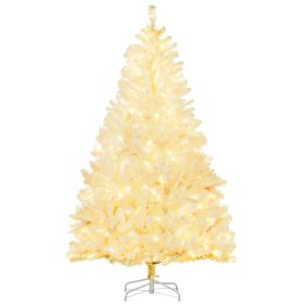 6 Prelit Artificial White Christmas Trees Home Decor, with Warm White LED Lights, Auto Open, Steel Base (Option: White-1030x300x320 mm)