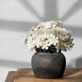 Ceramic Flower Vase with Wide Mouth Lace, 5.1 Inch Pottery Rustic Farmhouse Boho Vases, Small Terracotta Vase for Home Decor, Table, Living Room (Color: 18967-bronze)