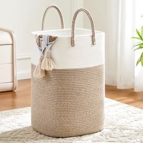 Laundry Basket,Woven Cotton Rope Laundry Hamper,Versatile Storage for Dirty Clothes,Baby Toys,and Blankets in Bathroom, Nursery,and Living Room ( (Pack Size: 1 Pack)