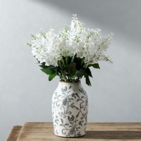 Ceramic Vintage Vase, 7 Inch Retro Ice Cracked Chinoiserie Floral Vase, Rustic Farmhouse Vases for Home Decor, Bookshelf, Office, Garden (Color: 19055-gray)