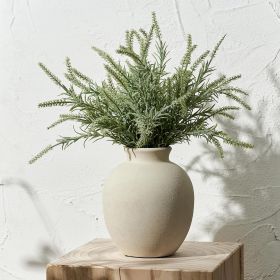 Ceramic Decorative Flower Vase | 7.48 Inch Pottery Rustic Farmhouse Boho Vase for Home Decor, Table, Living Room, Bathroom, Coffee Desk, Shelf (Color: 1007-white)