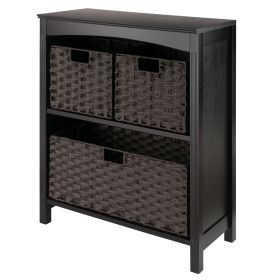 Terrace 4-Pc Storage Shelf with 3 Foldable Woven Baskets; Walnut and Chocolate (SKU: 92401)